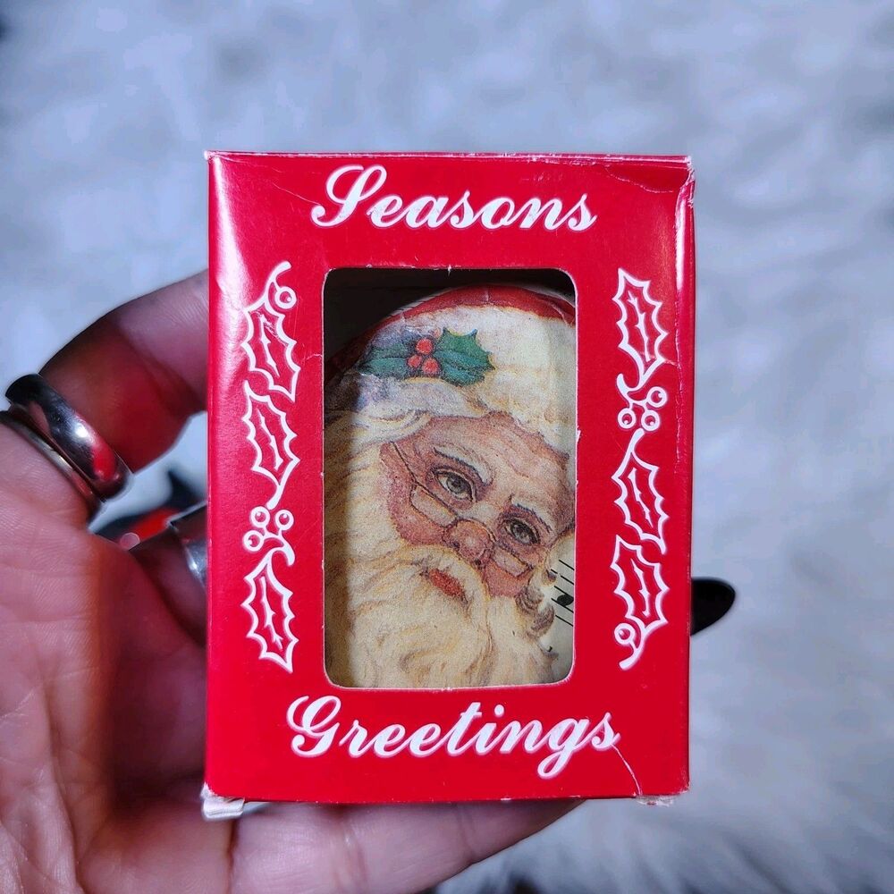 VTG 1989 Santa Old Fashioned Christmas Postcards Paper Mache Speedway Promo Ornm